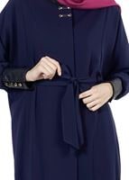 Tesettür giyim LACİVERT KUŞAKLI PARDESÜ 1407 