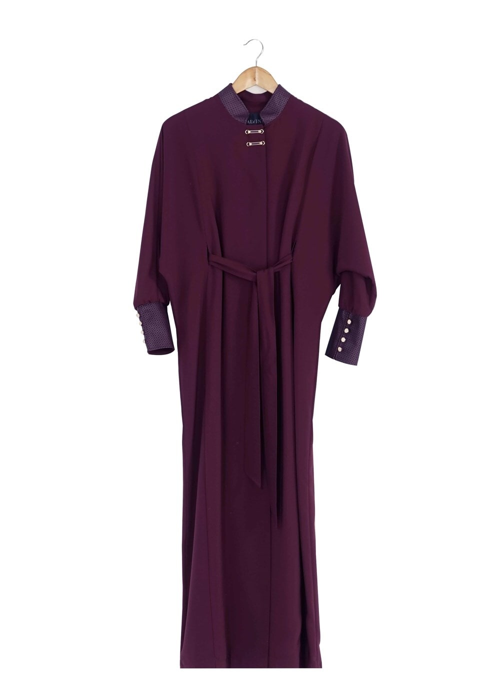 Tesettür giyim BORDO KUŞAKLI PARDESÜ 1407 