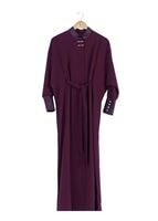 Tesettür giyim BORDO KUŞAKLI PARDESÜ 1407 