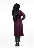 Tesettür giyim BORDO YARASA KOLLU TRENÇKOT 1413