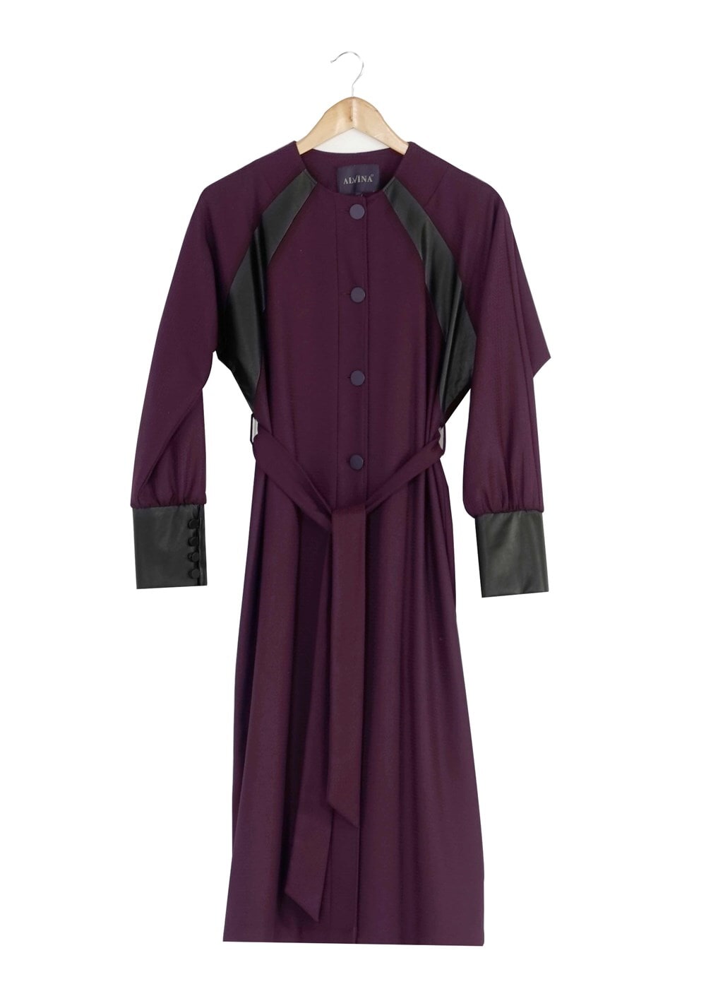 Tesettür giyim BORDO YARASA KOLLU TRENÇKOT 1413