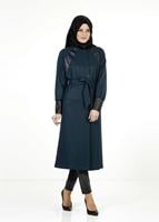 Tesettür giyim MAVİ YARASA KOLLU TRENÇKOT 1413