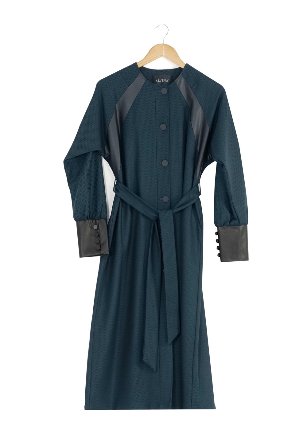 Tesettür giyim MAVİ YARASA KOLLU TRENÇKOT 1413