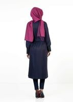 Tesettür giyim LACİVERT YARASA KOLLU TRENÇKOT 1413