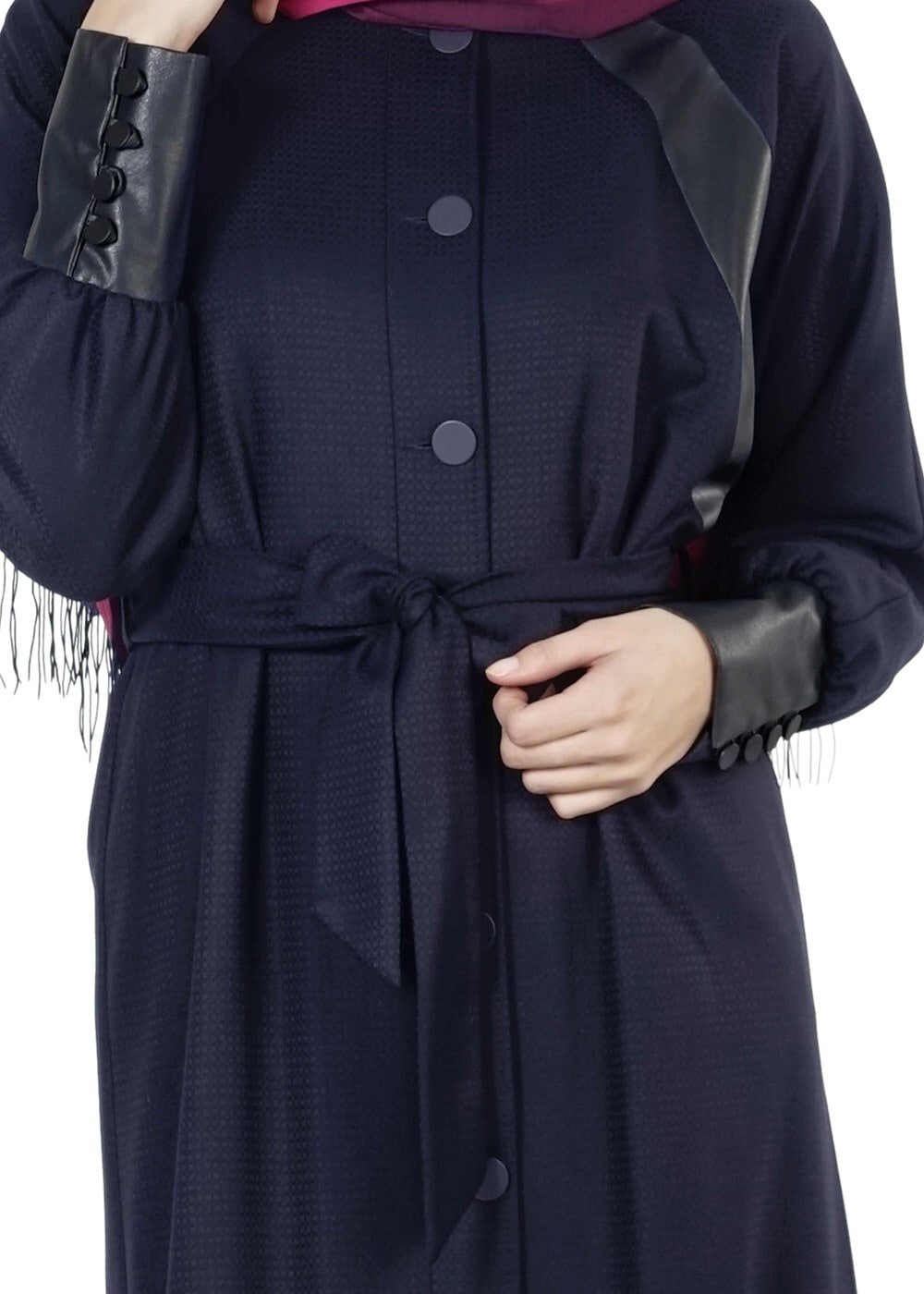 Tesettür giyim LACİVERT YARASA KOLLU TRENÇKOT 1413