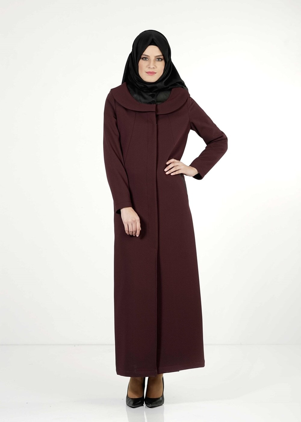 Tesettür giyim MÜRDÜM DERİ DETAYLI PARDESÜ 1422