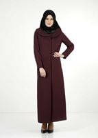 Tesettür giyim MÜRDÜM DERİ DETAYLI PARDESÜ 1422