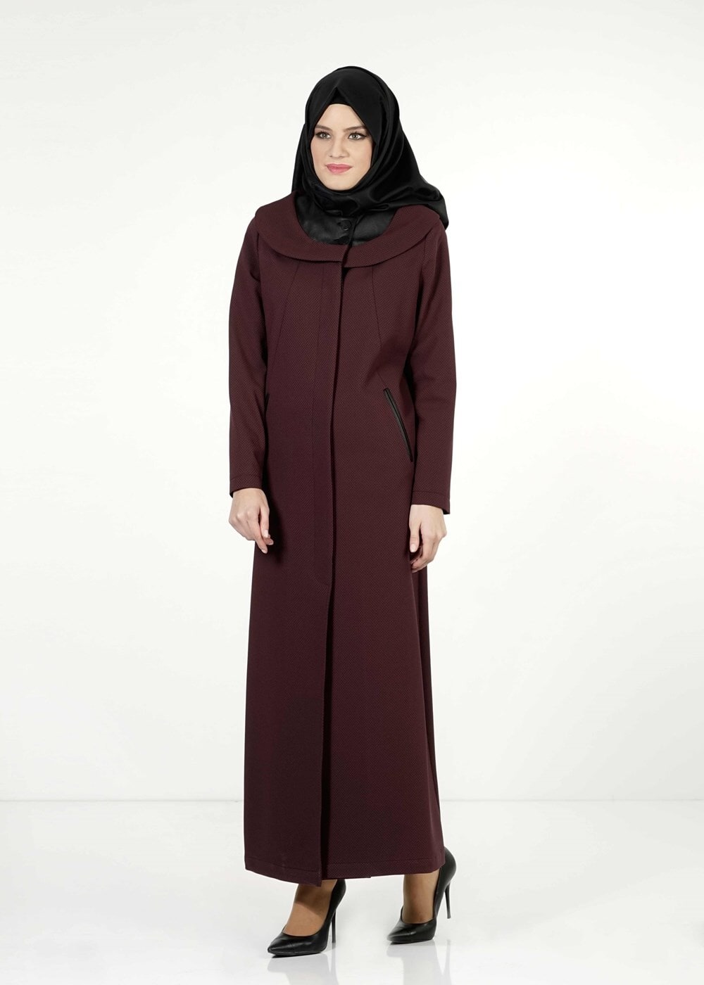 Tesettür giyim MÜRDÜM DERİ DETAYLI PARDESÜ 1422