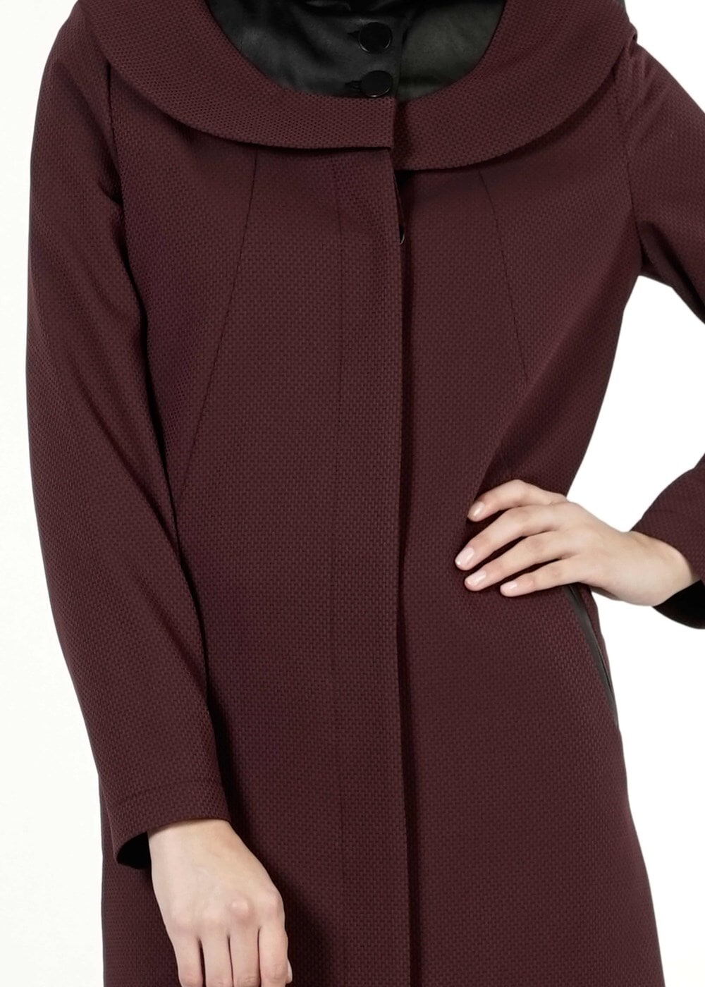 Tesettür giyim MÜRDÜM DERİ DETAYLI PARDESÜ 1422