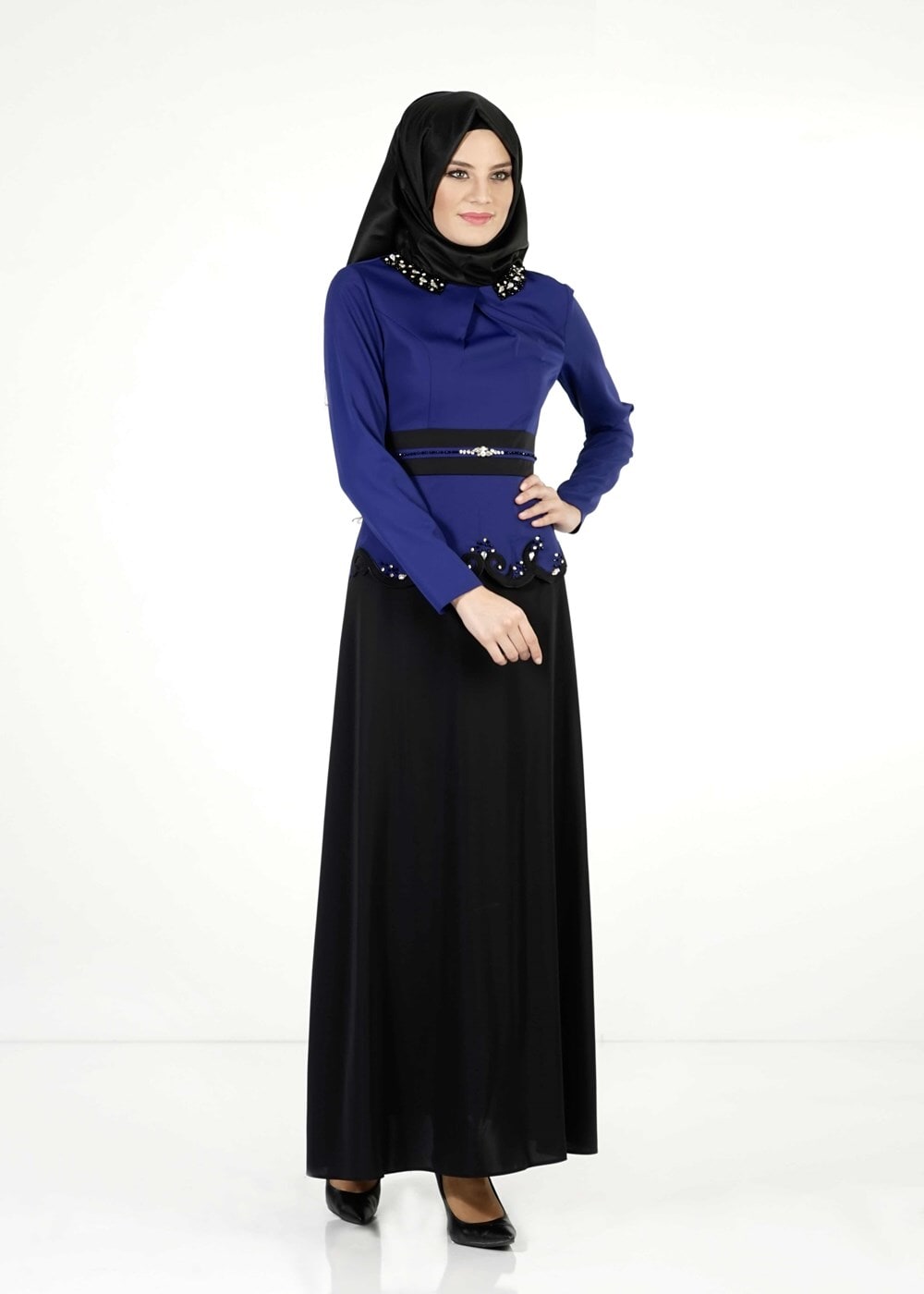Tesettür giyim LACİVERT TAŞLI ETEKLİ TAKIM 3050 