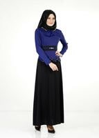 Tesettür giyim LACİVERT TAŞLI ETEKLİ TAKIM 3050 