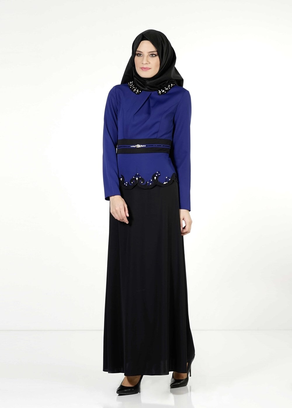 Tesettür giyim LACİVERT TAŞLI ETEKLİ TAKIM 3050 