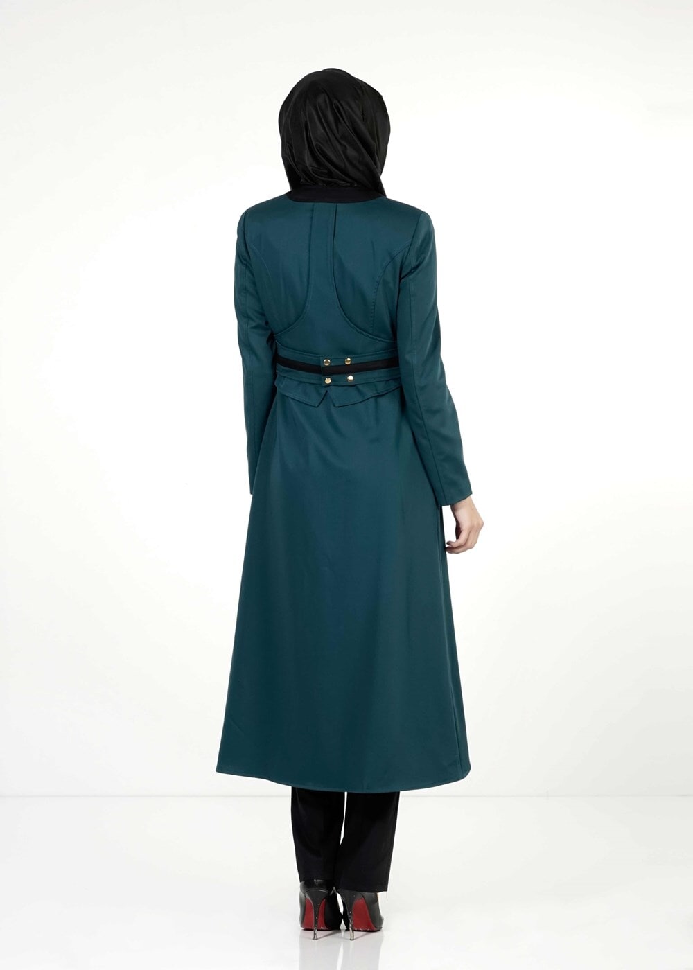 Tesettür giyim YEŞİL ASİMETRİK KESİM PANTOLON TAKIM 3934 