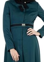 Tesettür giyim YEŞİL ASİMETRİK KESİM PANTOLON TAKIM 3934 