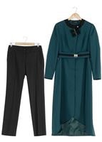 Tesettür giyim YEŞİL ASİMETRİK KESİM PANTOLON TAKIM 3934 