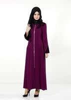Tesettür giyim MOR DESENLİ FERACE 8119  