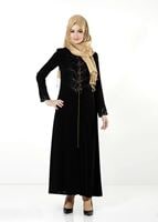 Tesettür giyim SİYAH PULLU PAYETLİ FERACE 8138 