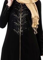 Tesettür giyim SİYAH PULLU PAYETLİ FERACE 8138 