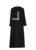 Tesettür giyim SİYAH KAPÜŞONLU FERACE 8142 