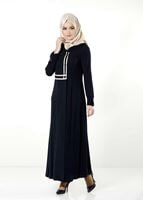 Tesettür giyim LACİVERT KAPÜŞONLU FERACE 8142 