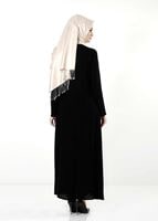 Tesettür giyim SİYAH DESENLİ FERACE 8150 