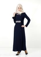 Tesettür giyim LACİVERT DESENLİ FERACE 8150 