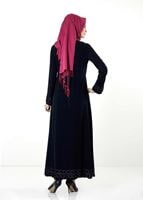 Tesettür giyim LACİVERT FERMUARLI TAŞLI FERACE 8157 