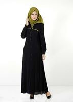 Tesettür giyim SİYAH FERMUARLI FERACE 8164 