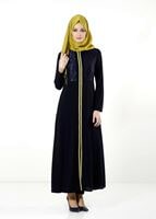 Tesettür giyim LACİVERT GÜPÜR DETAYLI FERMUARLI FERACE 8165 