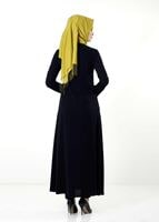 Tesettür giyim LACİVERT GÜPÜR DETAYLI FERMUARLI FERACE 8165 