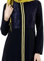 Tesettür giyim LACİVERT GÜPÜR DETAYLI FERMUARLI FERACE 8165 