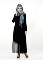 Tesettür giyim SİYAH ŞERİT DETAYLI FERACE 8168 