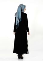 Tesettür giyim SİYAH ŞERİT DETAYLI FERACE 8168 