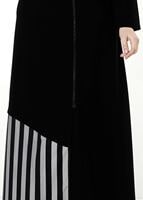 Tesettür giyim SİYAH ŞERİT DETAYLI FERACE 8168 