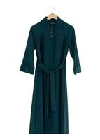 Tesettür giyim MAVİ GİZLİ DÜĞMELİ KUŞAKLI KABAN 9257