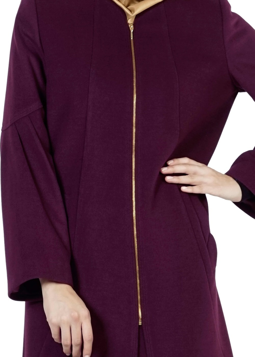 Tesettür giyim MÜRDÜM FERMUARLI GENİŞ KESİM KABAN 9297