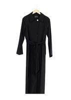 Tesettür giyim LACİVERT BEBE YAKA KUŞAKLI MANTO 9302 