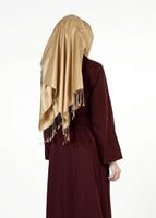 Tesettür giyim BORDO BEBE YAKA KUŞAKLI MANTO 9302 