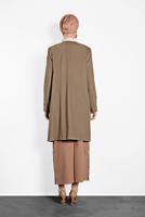 Tesettür giyim BEJ ALVİNA ÇITÇITLI FERMUARLI KABAN 9318 