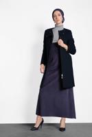 Tesettür giyim LACİVERT ALVİNA ÇITÇITLI FERMUARLI KABAN 9318 