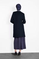 Tesettür giyim LACİVERT ALVİNA ÇITÇITLI FERMUARLI KABAN 9318 