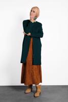 Tesettür giyim MAVİ ALVİNA ÇITÇITLI FERMUARLI KABAN 9318 