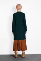 Tesettür giyim MAVİ ALVİNA ÇITÇITLI FERMUARLI KABAN 9318 