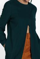 Tesettür giyim MAVİ ALVİNA ÇITÇITLI FERMUARLI KABAN 9318 