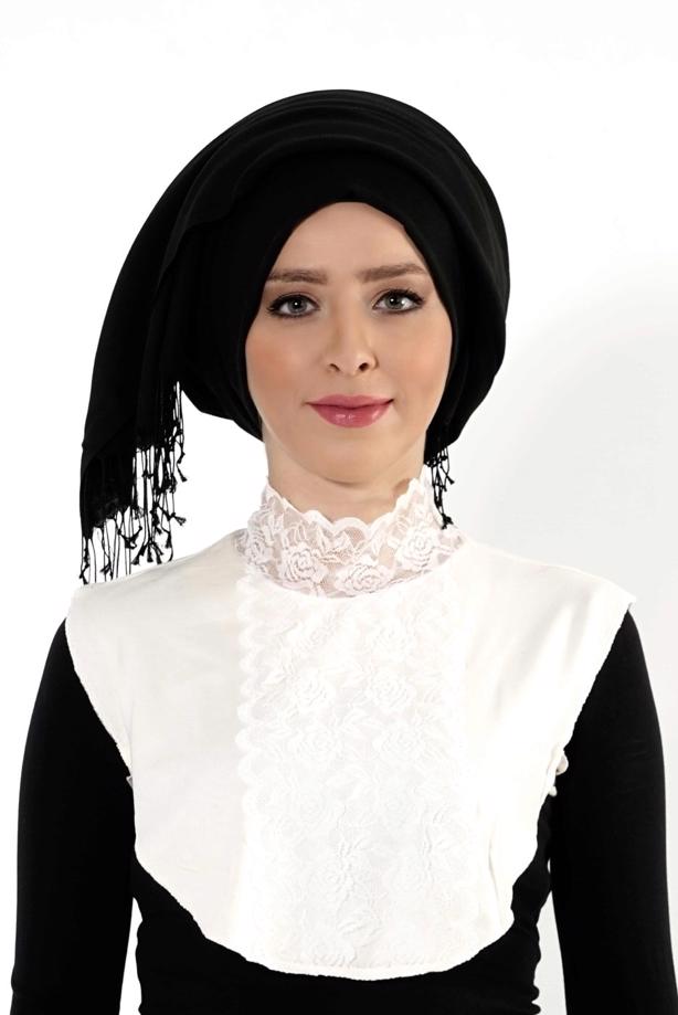Hijab clothing CREAM LACED COLLAR BLOUSE 30020  - TRENDTESETTÜR