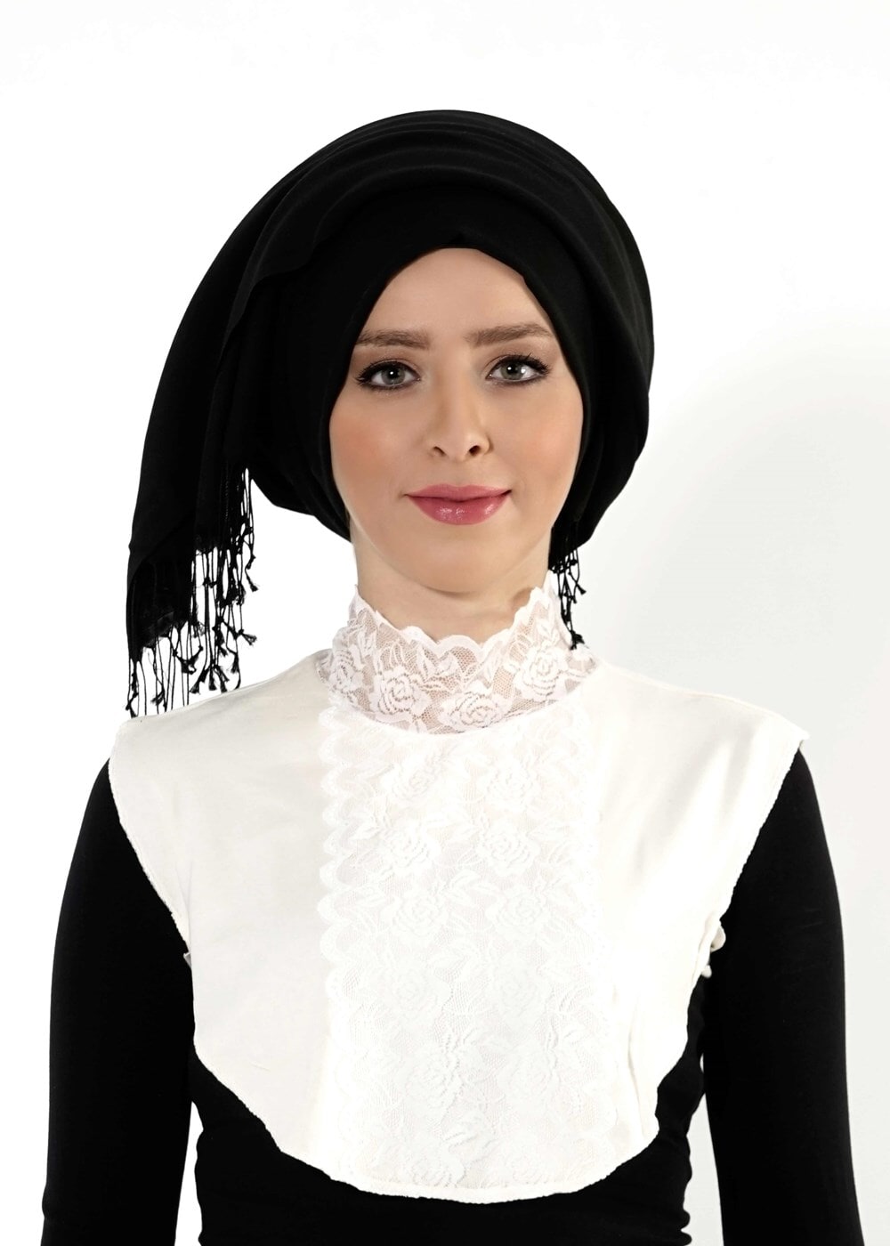 Vêtements hijab CRÈME BLOUSE COL LAÇÉ 30020