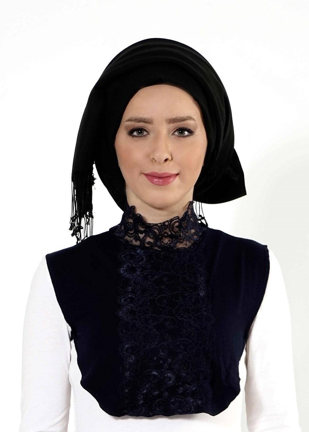 Tesettür giyim LACİVERT DANTELLİ BOYUNLUK 30020