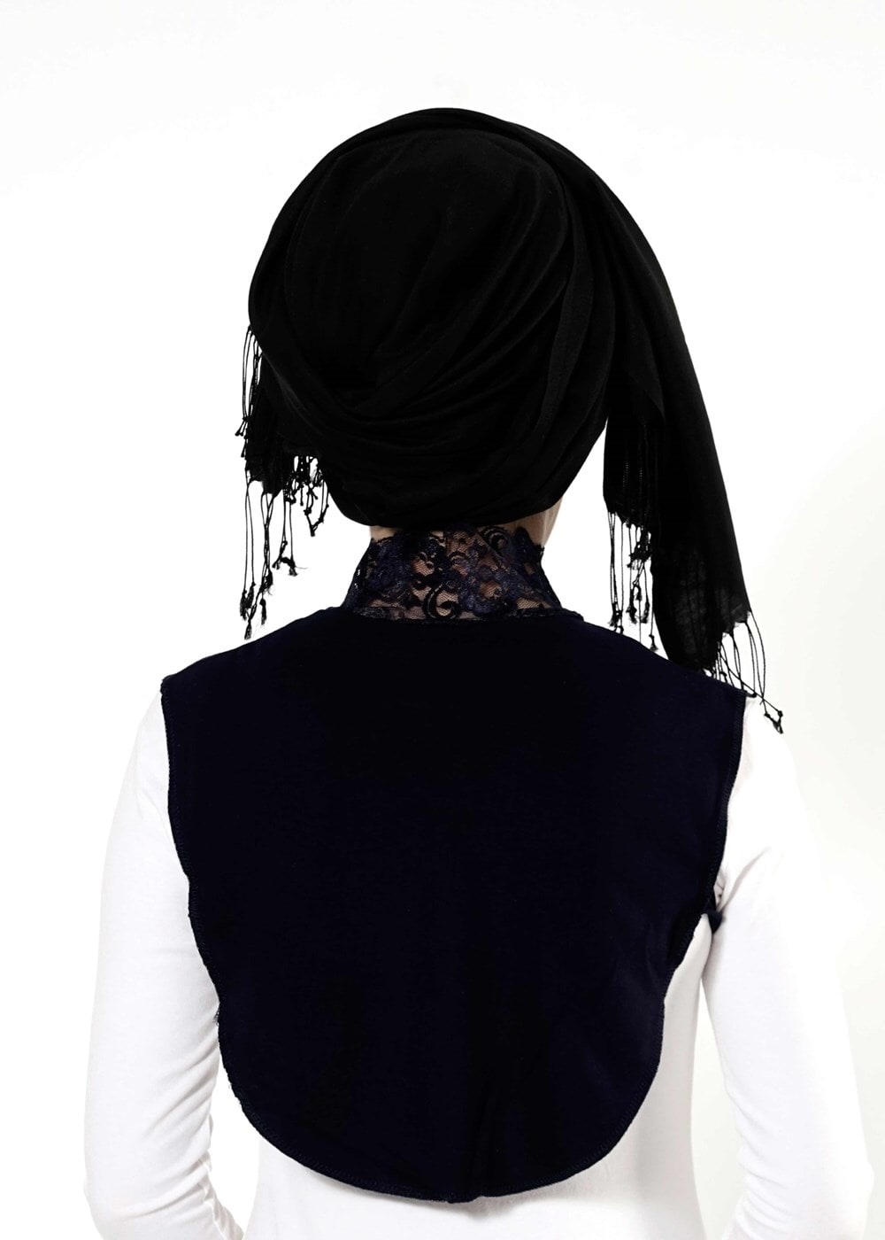 Tesettür giyim LACİVERT DANTELLİ BOYUNLUK 30020