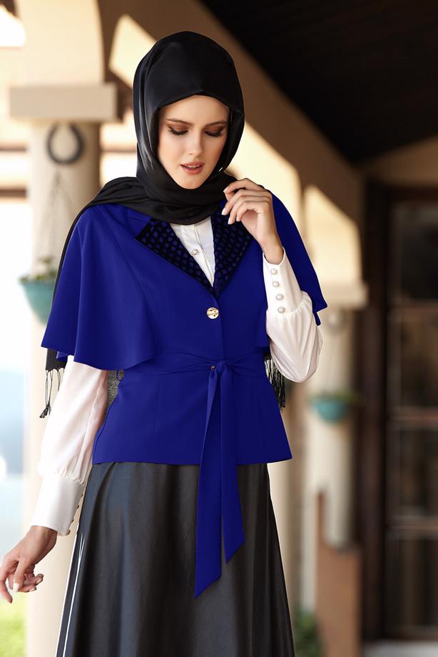 Tesettür giyim LACİVERT 3045E 3&prime;LÜ ETEKLİ TAKIM - TRENDTESETTÜR