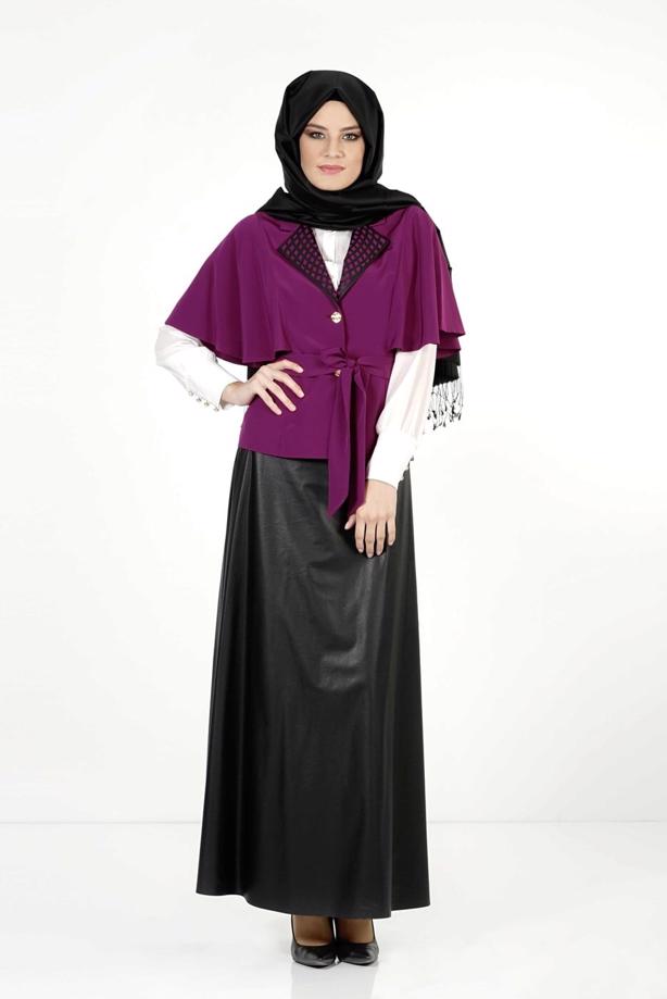 Tesettür giyim MOR 3045E 3&prime;LÜ ETEKLİ TAKIM - TRENDTESETTÜR